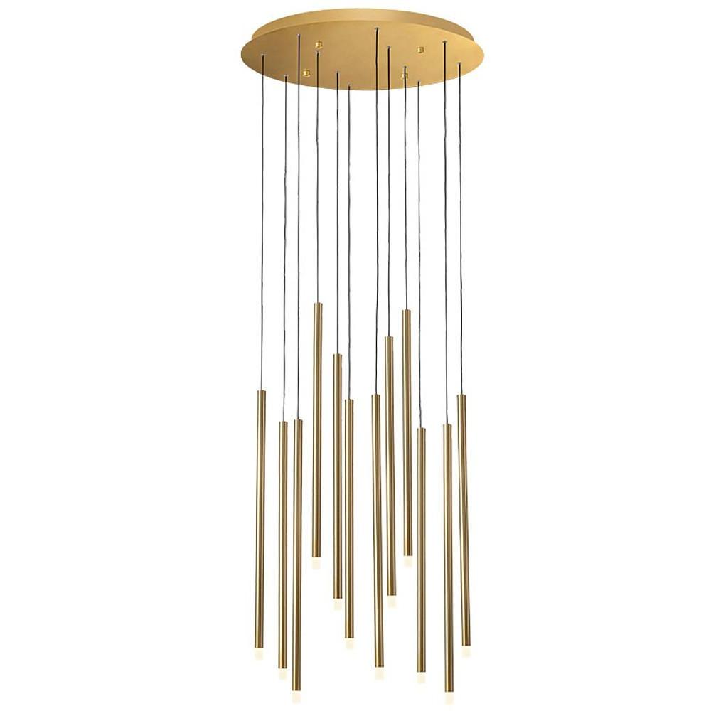 Linear Cluster Cylindrical Pendant Chandelier — Metal & PVC, LED, 24" Diameter, Adjustable Cord