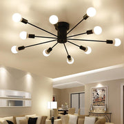 Sporadic 10-Light Semi-Flush Chandelier — Metal Iron, Modern Farmhouse, 25" Diameter