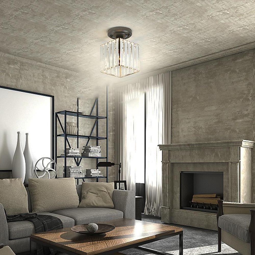 Modern Semi Flush Mount Ceiling Lights with Crystal Foyer Design