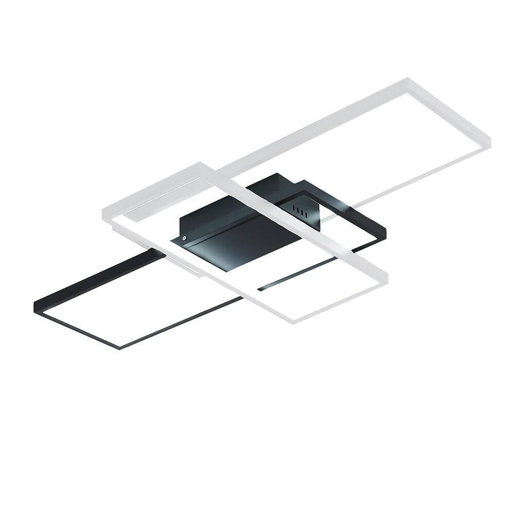 Large Multi-Rectangle Flush-Mount Ceiling Light — 3-Tier Integrated LED, Black, Gold or White