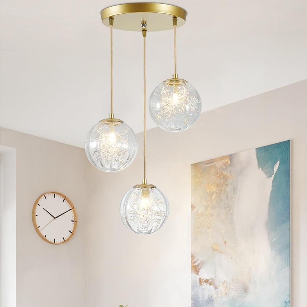 Glass Globe Multi-Light Pendant — Clear Glass, 6" Diameter, Adjustable 39" Cord