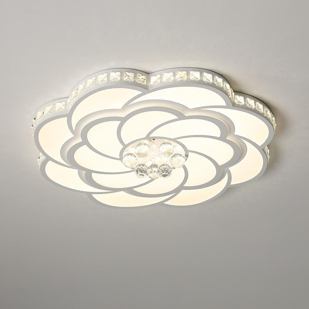 Flower Swirl Flush-Mount Ceiling Light — Metal & Acrylic, 27", LED, Dimmable with Remote, 3000K / 6000K