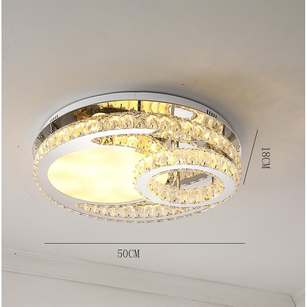 Overlapping Circles Crystal Flush-Mount Ceiling Light — Stainless Steel, LED, 20" Diameter