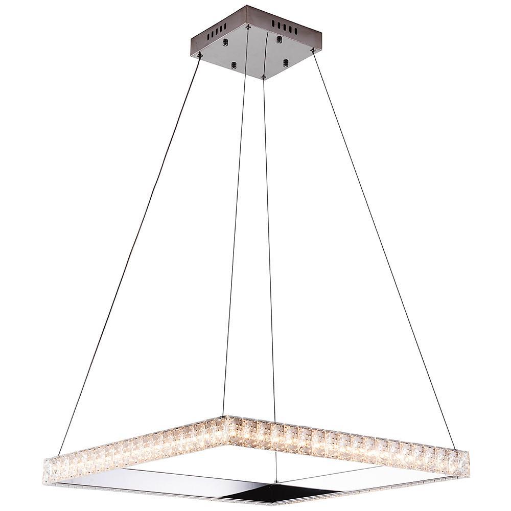 Modern Square LED Pendant Light with Electroplated Crystal Metal Chandelier