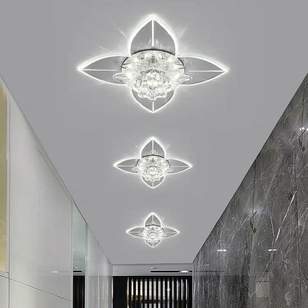4-Pointed Star Crystal Flush-Mount Ceiling Light — Metal, LED 9W, 8" Diameter, Multi-Color