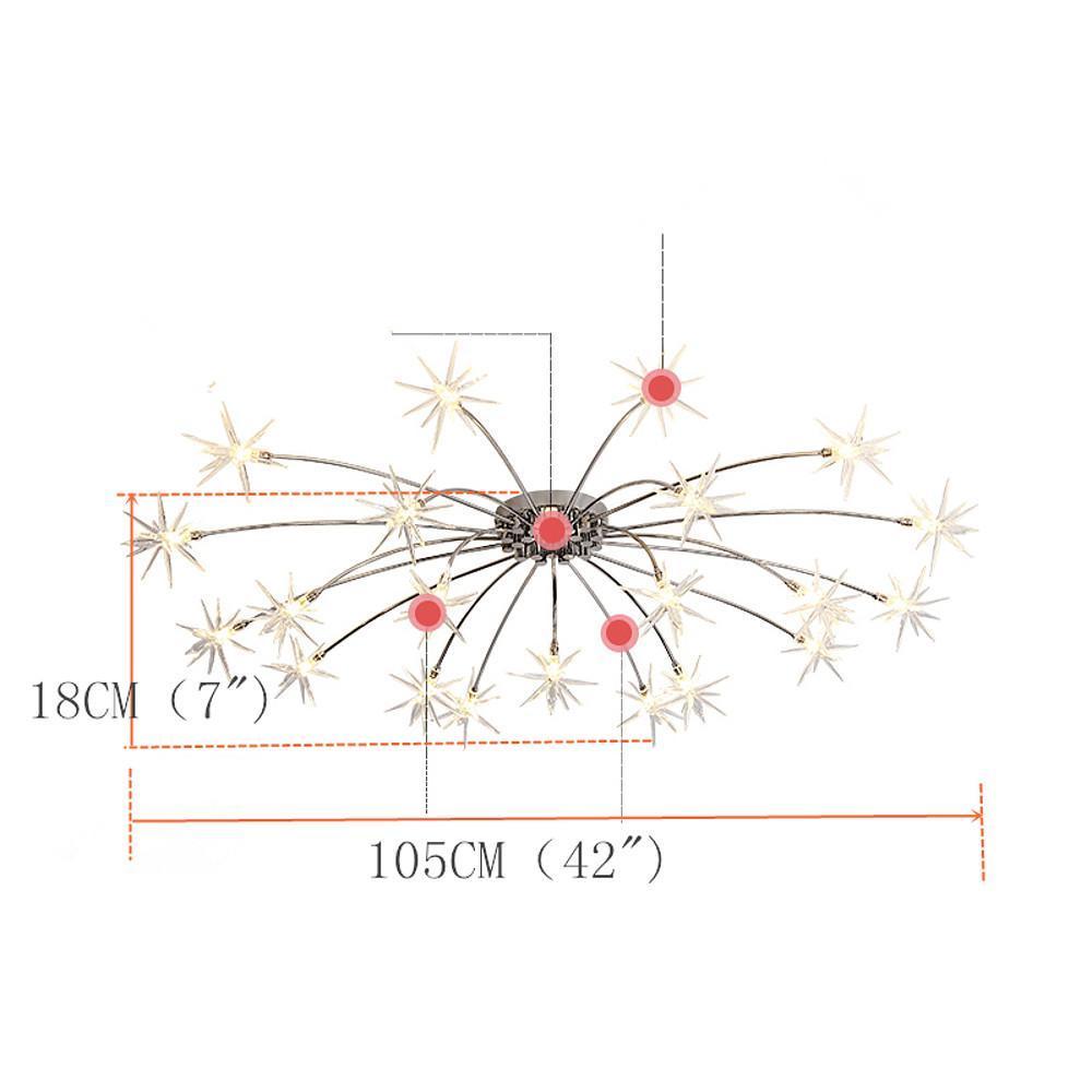 Galaxy-Inspired Firework Chandelier — Chrome Metal, 10-Light LED, 7" Height, 42" Diameter, G4 3W, Warm & Cool White