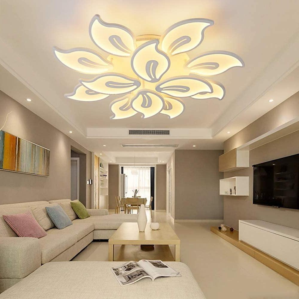 Geometric Flower LED Flush-Mount Ceiling Light — Metal and Acrylic, Dimmable, Remote Control, 5- to 15-Light