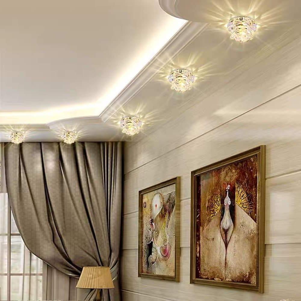 Flower Flush-Mount LED Ceiling Light — Electroplated Glass, Multi-Color RGB / Warm / Cool White, 4" Diameter