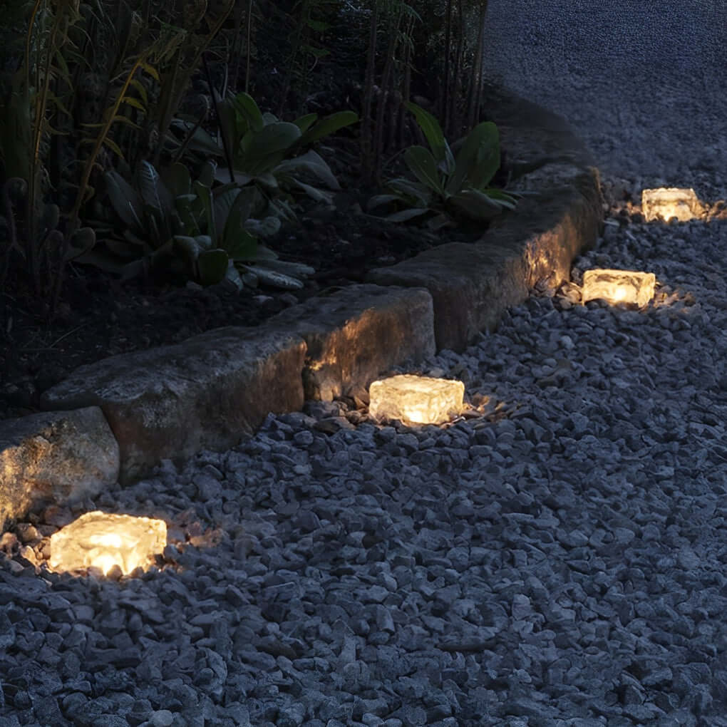 Ice Cube Solar Step Light — Crystal Glass ABS, LED, IP65 Weatherproof, 4-Color