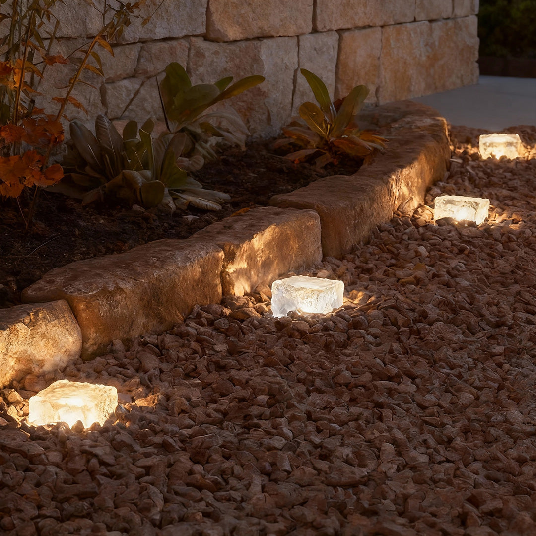 Ice Cube Solar Step Light — Crystal Glass ABS, LED, IP65 Weatherproof, 4-Color