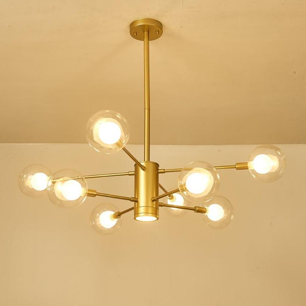 Sputnik Chandelier, 8-Light — Metal and Glass, G9 LED, 38" Diameter, Black and Gold