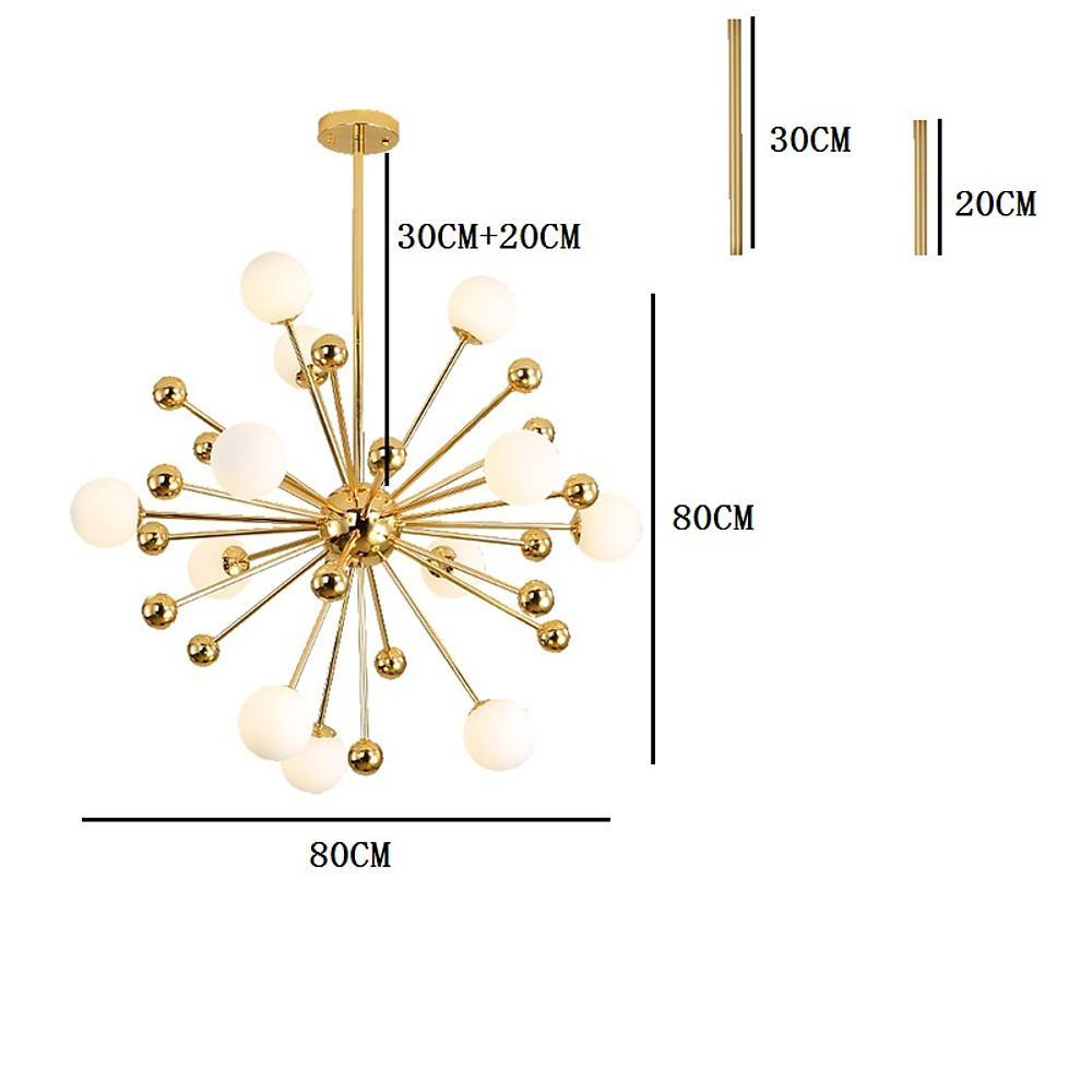 Sputnik Cluster Chandelier with Globe Glass Bubbles — Electroplated Metal, 12-Light, 31", 3000K / 6000K