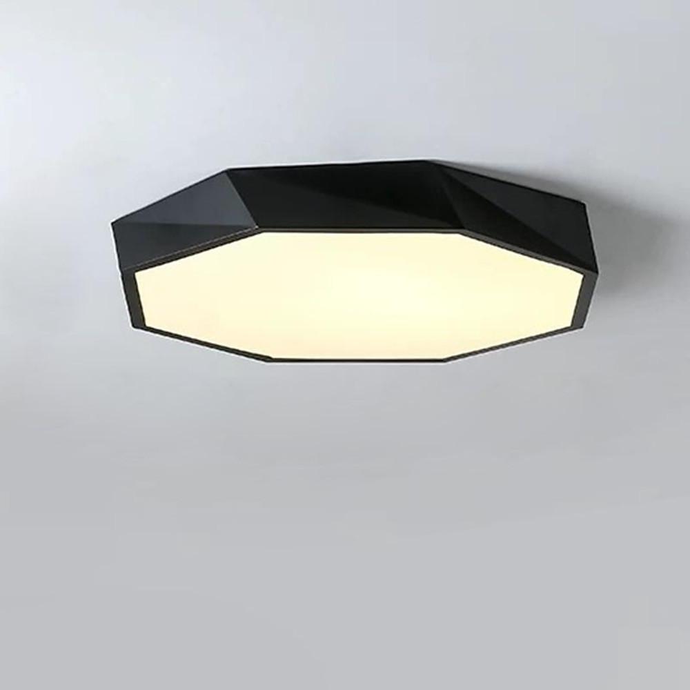 Geometric LED Flush-Mount Ceiling Light — Metal & PVC, 20W, Dimmable with Remote, 3000K–6000K, 20" Diameter
