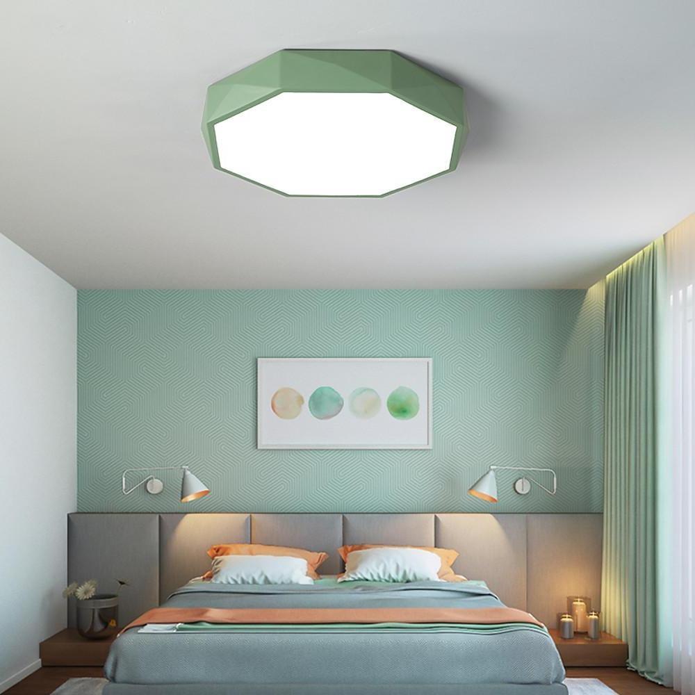 Octagonal LED Flush-Mount Ceiling Light — Acrylic, 3-Step Dimming, Remote Control, 12"–24", Kids' Bedroom
