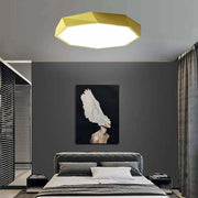 Geometric LED Flush-Mount Ceiling Light — Metal & PVC, 20W, Dimmable with Remote, 3000K–6000K, 20" Diameter