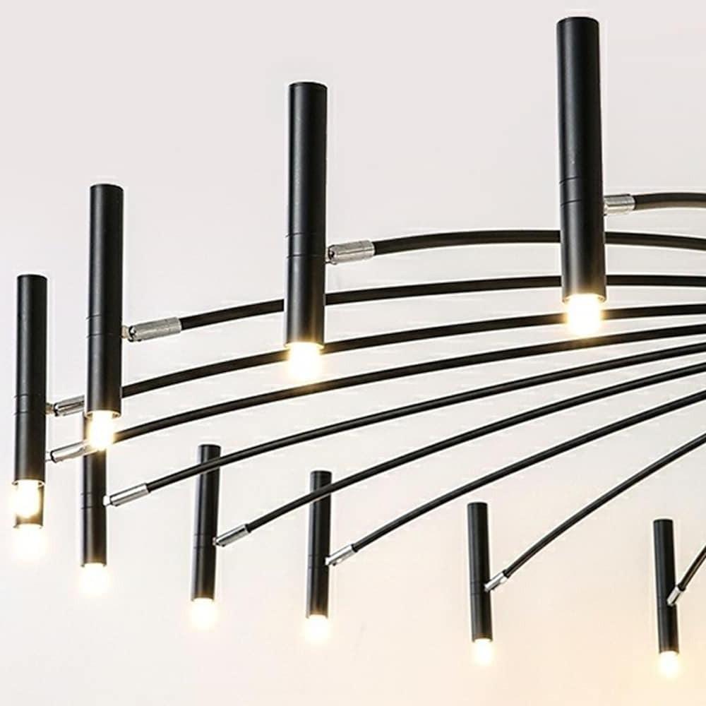 Sputnik Round Chandelier — Matte Black with Gold Tips, 24-Light G9 LED, 63" Dia., Adjustable Height