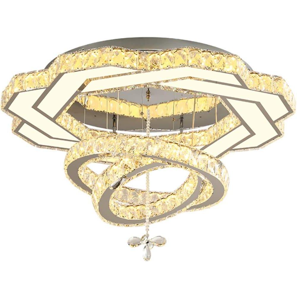 Concentric Crystal LED Flush Mount — Stainless Steel, Gold or Silver, 20"/24"/31", Vintage