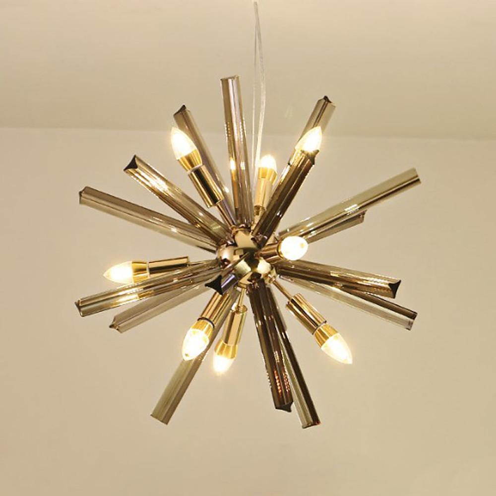 Modern 9-Light LED Metal Chandelier — Gold or Gray, 22" Diameter, 3000K Warm White, Adjustable Chain