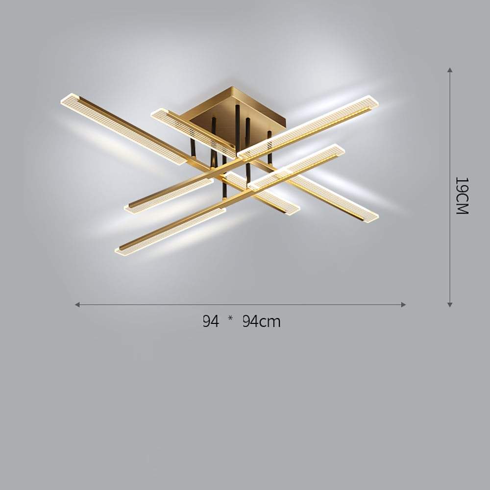 Linear Semi Flush-Mount Ceiling Light — Acrylic and Metal, 8- or 12-Light, 3-Step Dimming, Remote Control