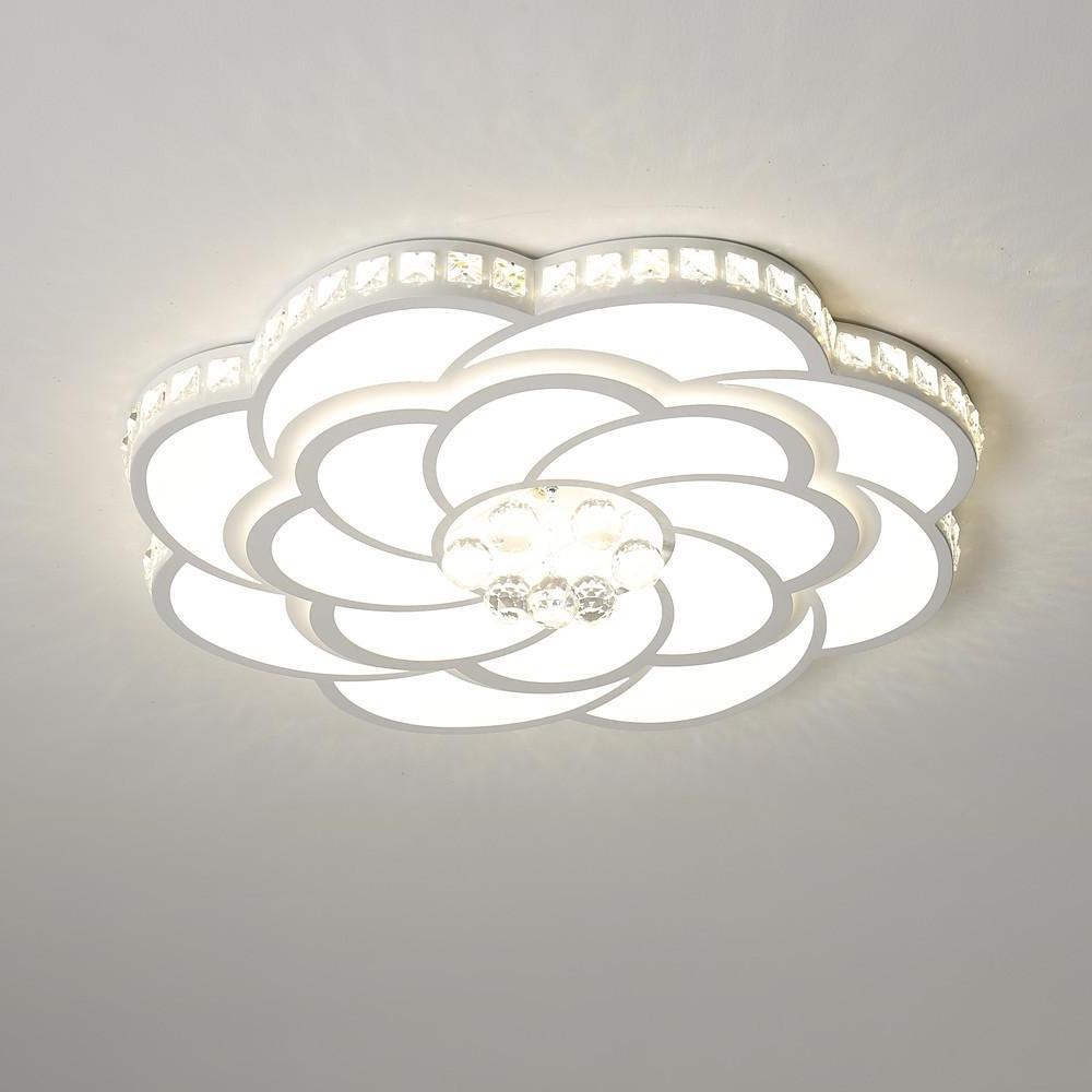 Flower Swirl Flush-Mount Ceiling Light — Metal & Acrylic, 27", LED, Dimmable with Remote, 3000K / 6000K