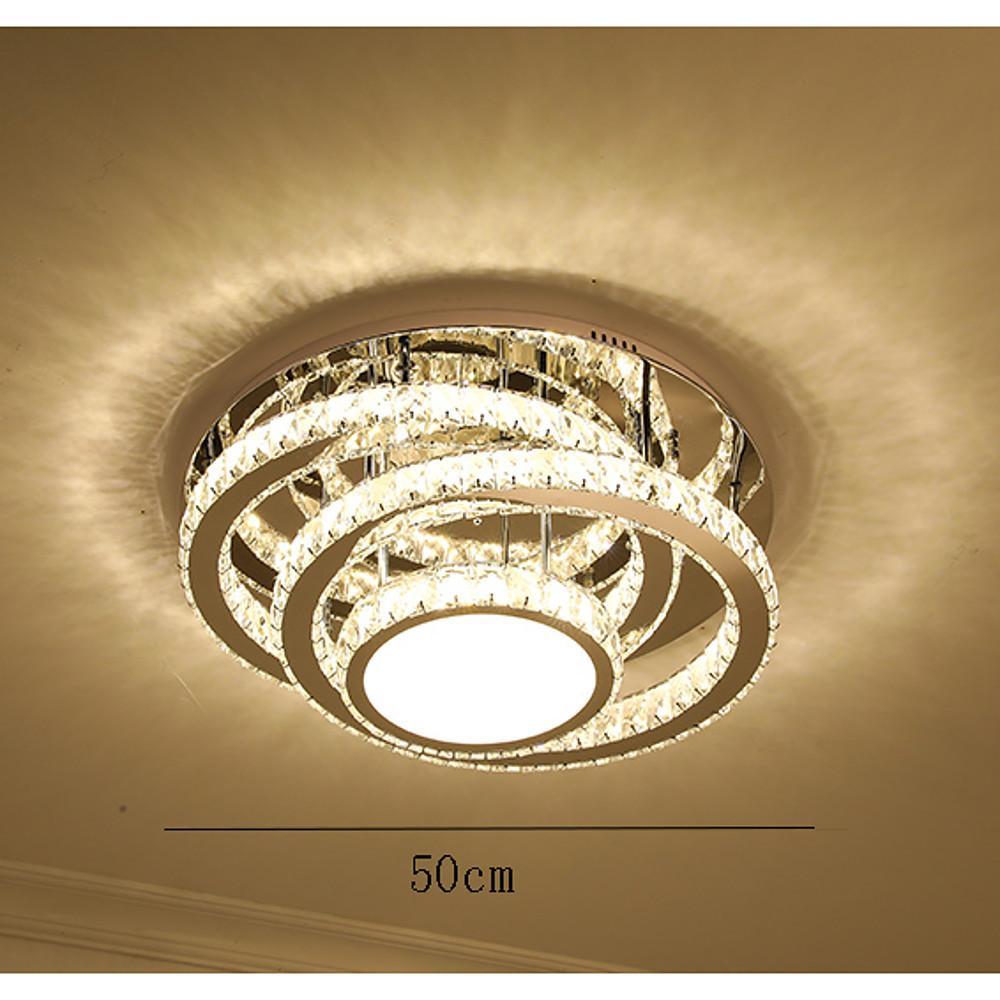 Industrial Flush-Mount Ceiling Light — Gradated Acrylic & Stainless Steel, Integrated LED, 20"