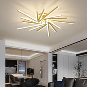 Abstract Tube Flower Semi-Flush Mount — Metal and Acrylic, LED, 3-Light / 4-Light / 5-Light, Three-Step Dimming, Remote Control