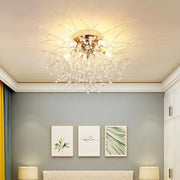 5-Light Metal and Crystal Branch Tree Chandelier - LED Ceiling Lights for Living Room