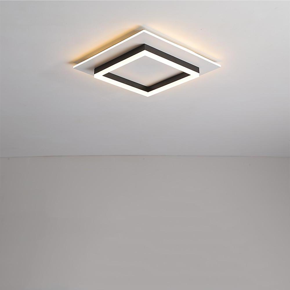 Square Modern LED Flush-Mount Ceiling Light, Set of 2 — Metal, Acrylic Shade, 36W, 16", Dual Color Temperature