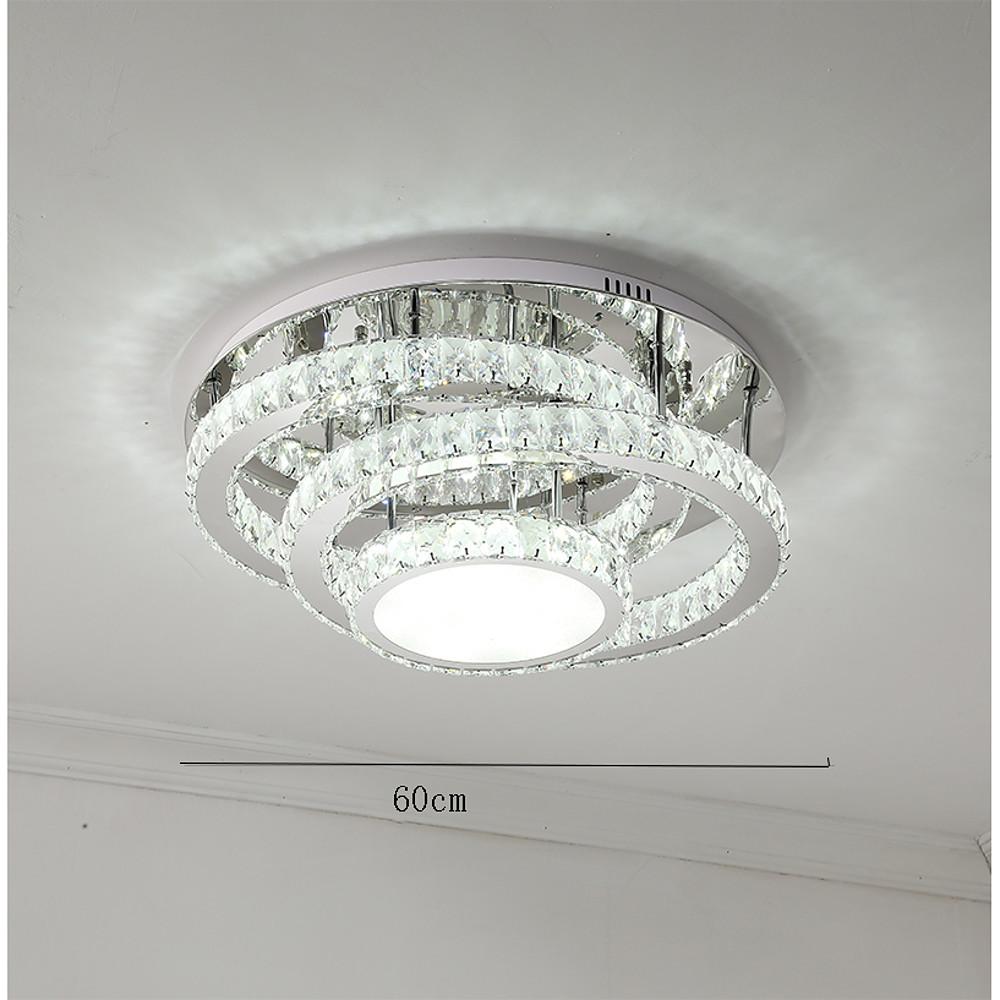 Industrial Flush-Mount Ceiling Light — Gradated Acrylic & Stainless Steel, Integrated LED, 20"