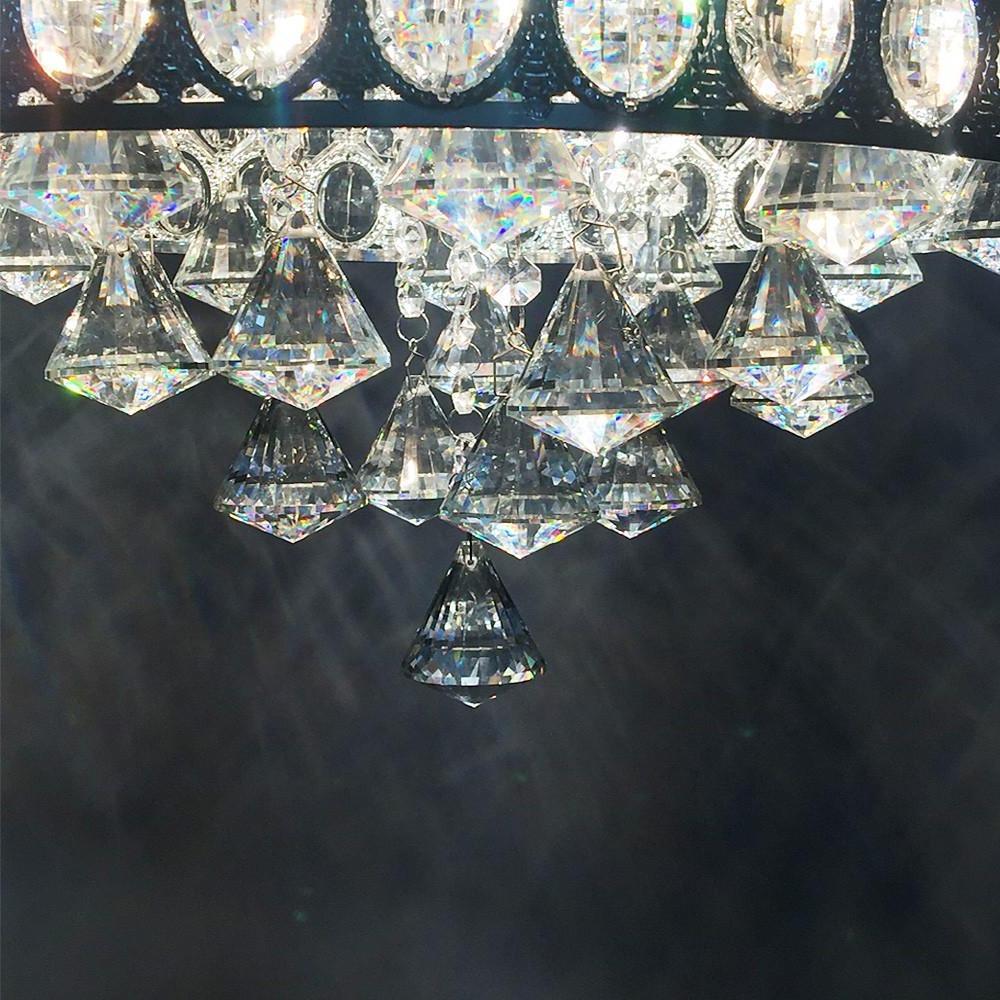 Drum Crystal Flush-Mount Chandelier — Metal and Crystal, 4-Light, E12/E14, 40W, 15" Diameter