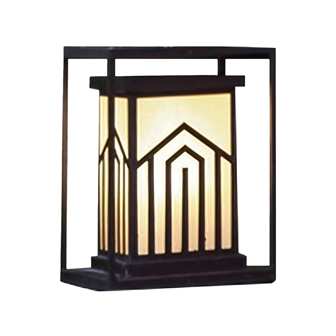 Marble-Effect Outdoor Lantern Path Light — Black Stainless Steel, Solar / Hardwired, IP65, 4 Sizes