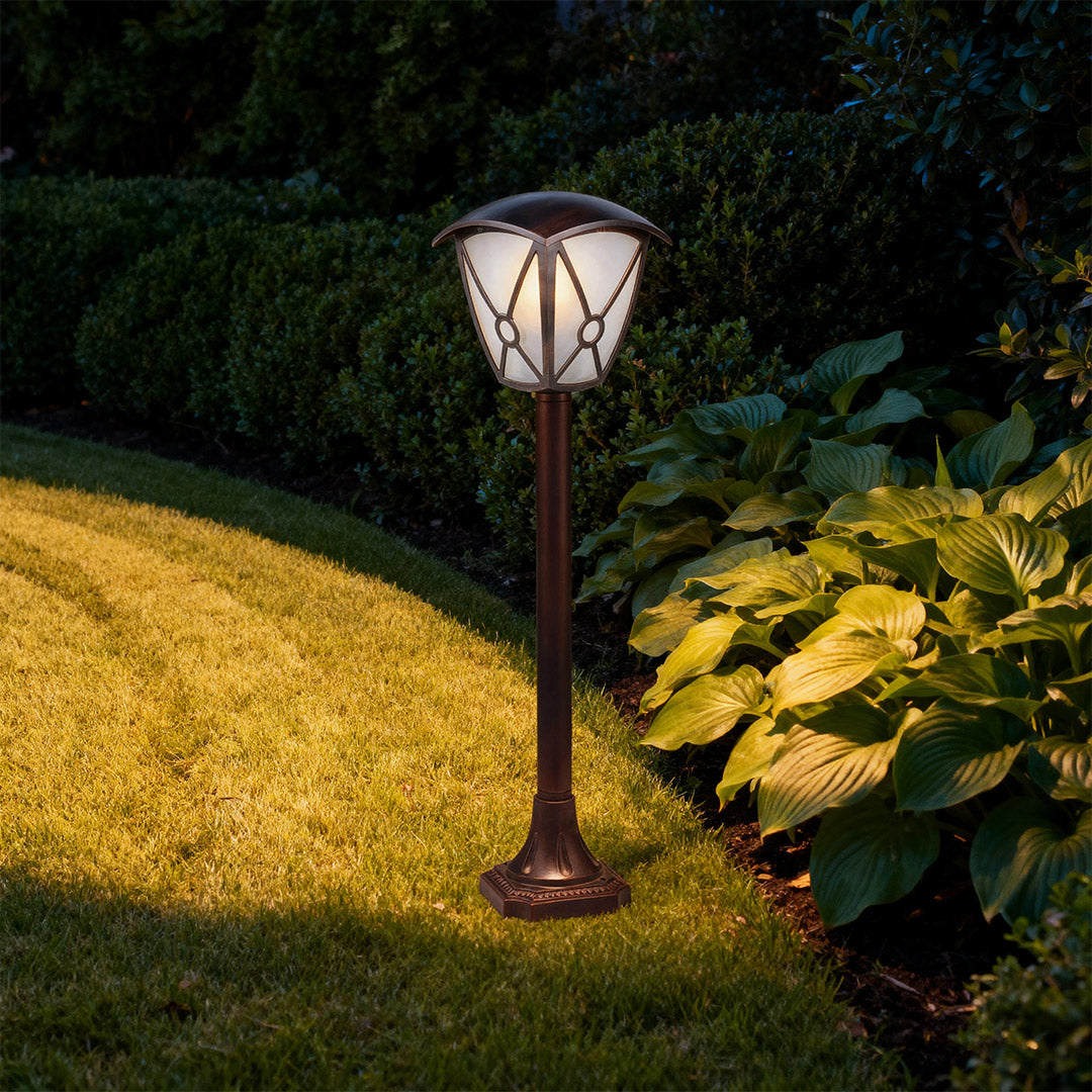 Classical Column Outdoor Post Light — Black Aluminum, 9W LED, IP44, E26, 28.35" Height