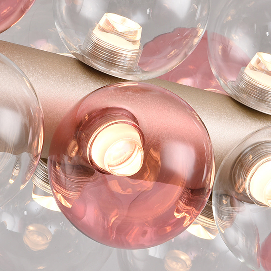 Minimalist Bubble Ball Chandelier — Clear Glass, Tri-Color LED, 8-Light 35W or 12-Light 55W