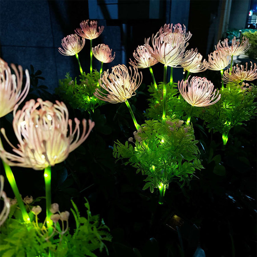 Red Spider Lily Solar Garden Stake Light, 4-Pack — ABS, LED Warm White, IP65, Dusk-to-Dawn