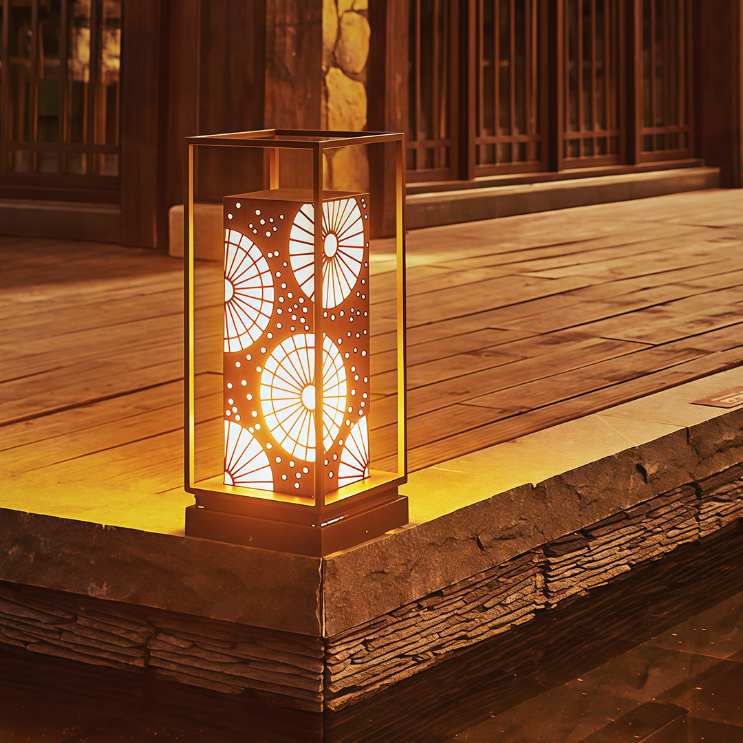 LED Bollard Light — Stainless Steel with Faux Marble Shade, Three-Color Dimming, IP54, 21.7"