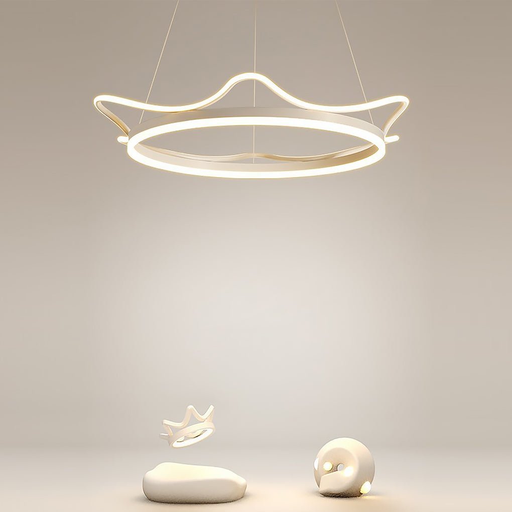 Imperial Crown Chandelier — Aluminum & Iron, LED, 22" Diameter, 3000K–6000K Dimmable, Remote Control