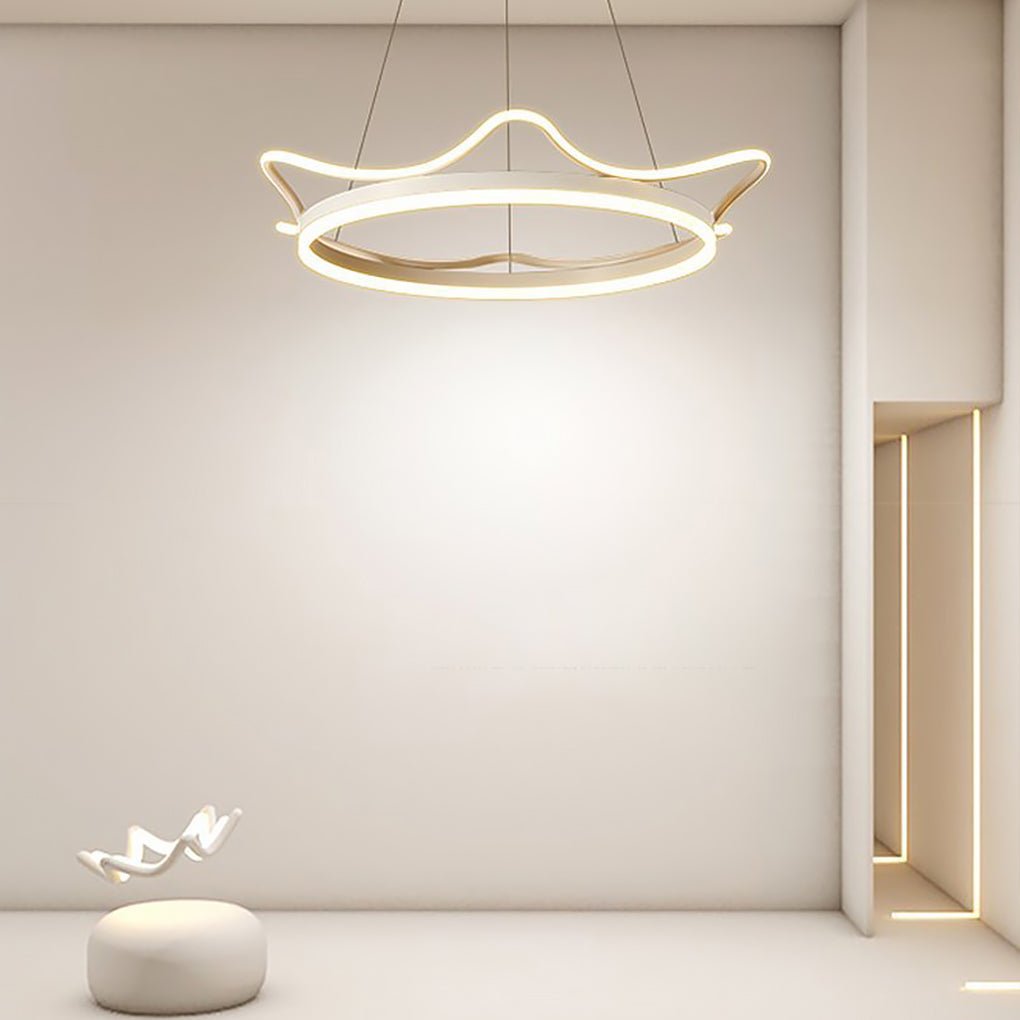 Imperial Crown Chandelier — Aluminum & Iron, LED, 22" Diameter, 3000K–6000K Dimmable, Remote Control