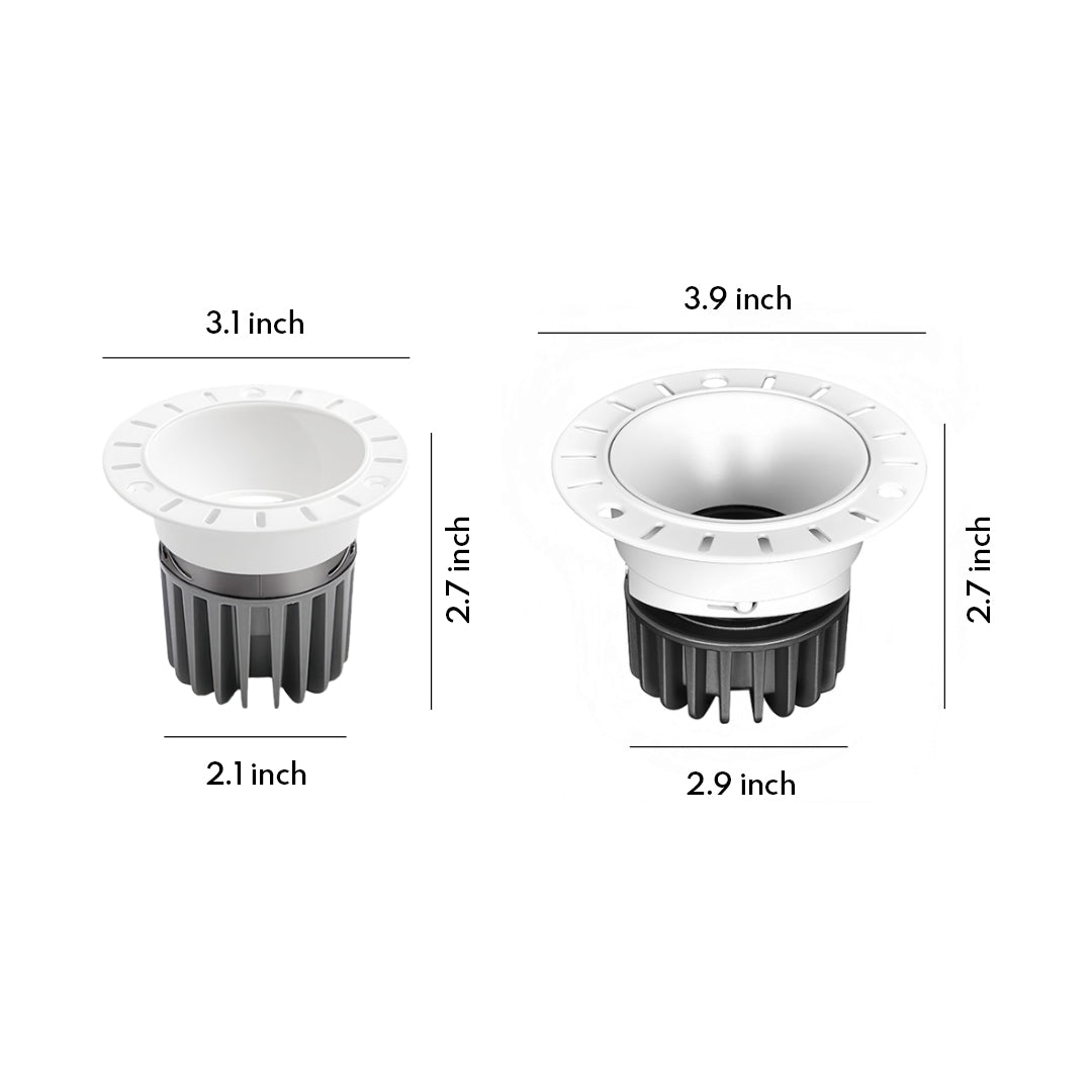 Deep Anti-Glare Recessed LED Spotlight — Aluminum, 7W / 12W / 15W, 3000K or 4000K, Ra98