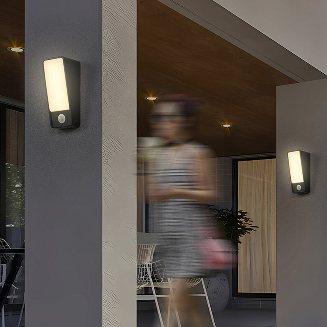 Square Minimalist Outdoor Wall Sconce — Die-Cast Aluminum & Acrylic, LED, IP65, Optional Motion Sensor, 3000K