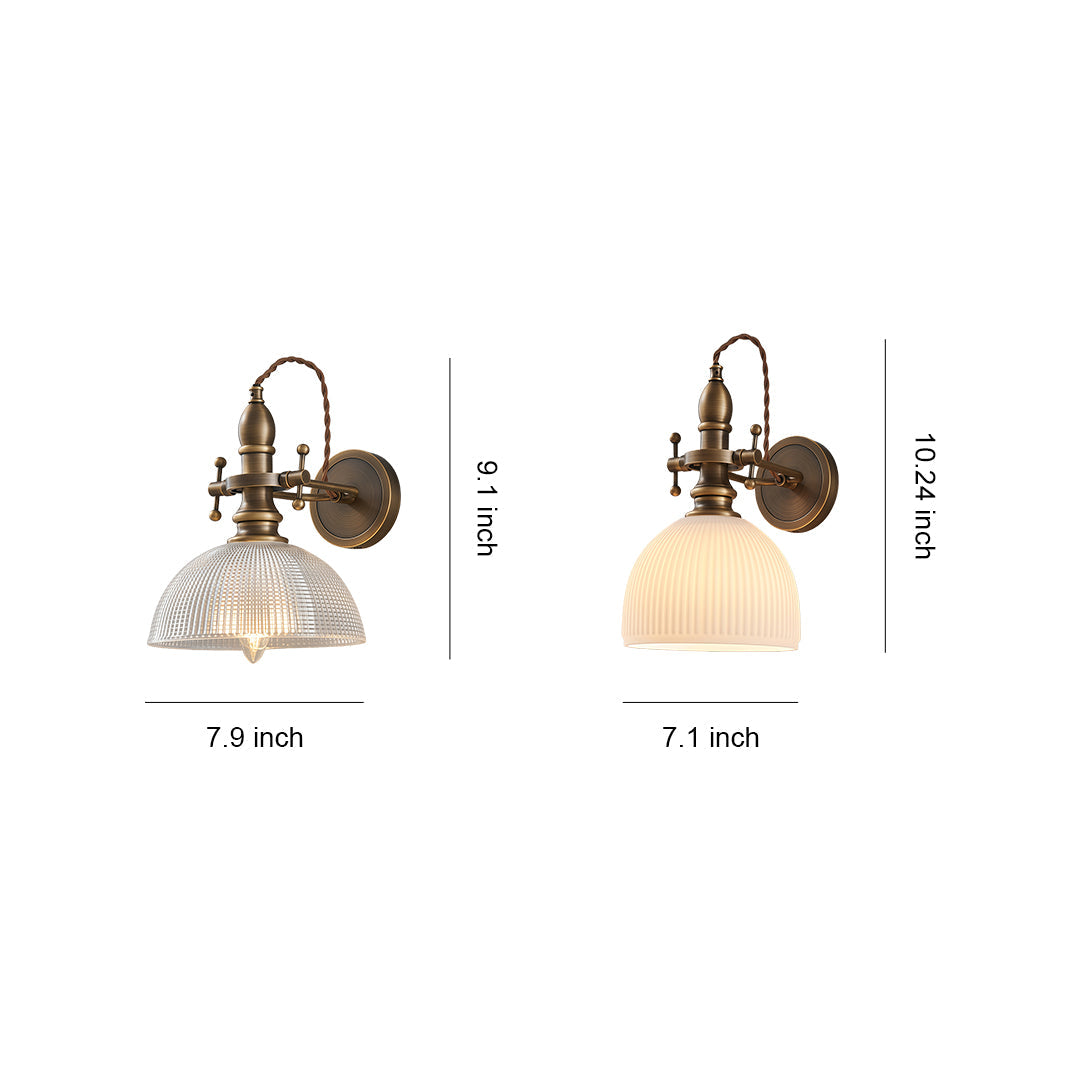 Vintage Reading Wall Sconce — Brass, Transparent Glass Shade, E14 Hardwired