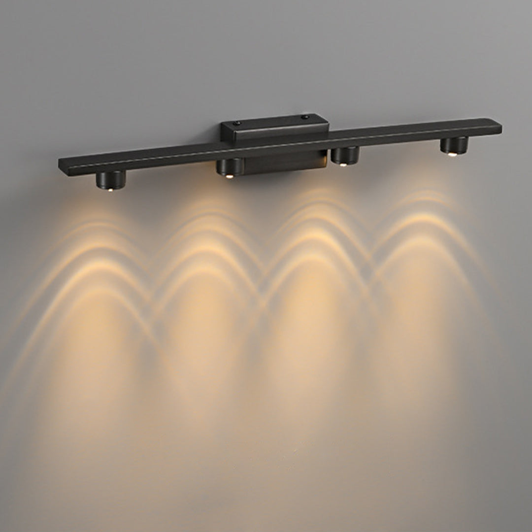 Minimalist Black LED Vanity Light Bar — Copper-Aluminum, Glass Mirror Surface, 3000K, 9W–15W, 40cm–70cm