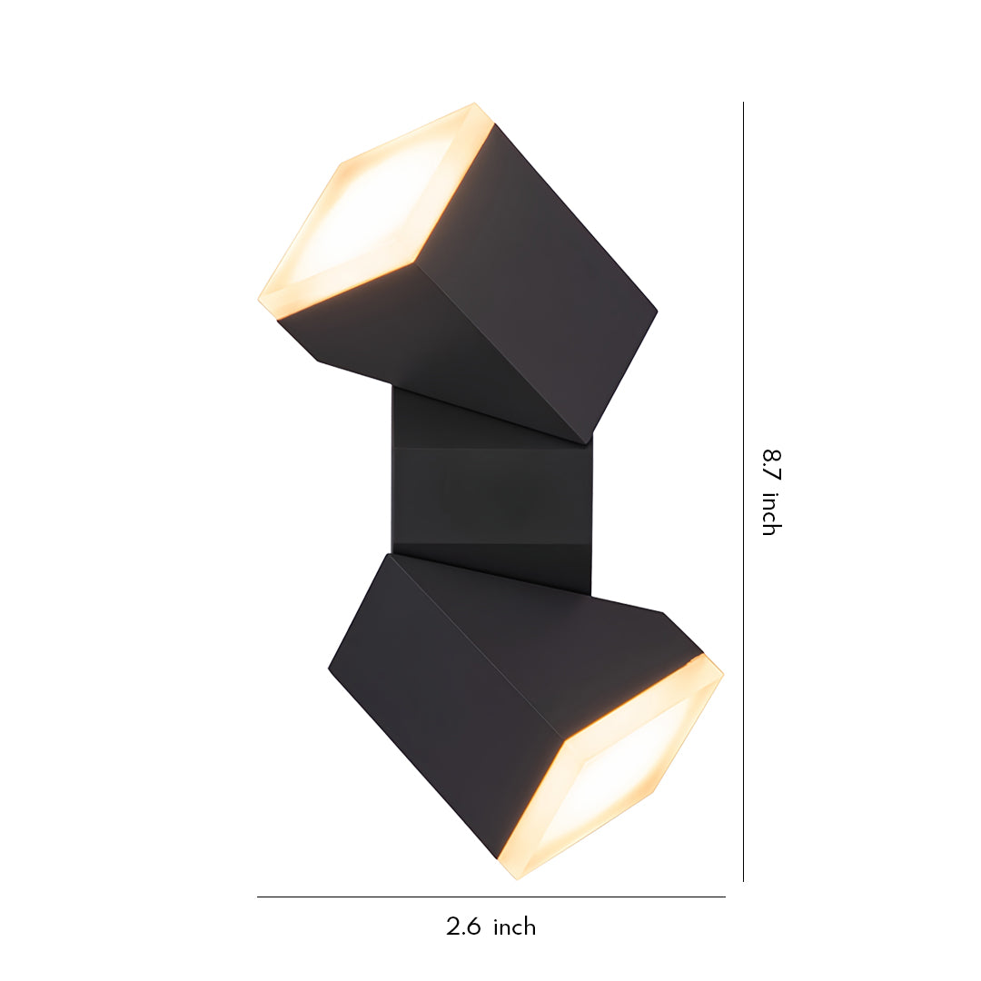 Black Outdoor Wall Sconce — Die-Cast Aluminum, 13W LED, 340° Adjustable, IP54, Motion Sensor Option