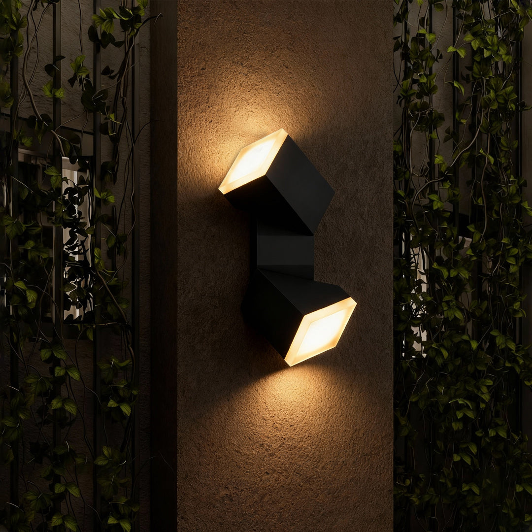 Black Outdoor Wall Sconce — Die-Cast Aluminum, 13W LED, 340° Adjustable, IP54, Motion Sensor Option