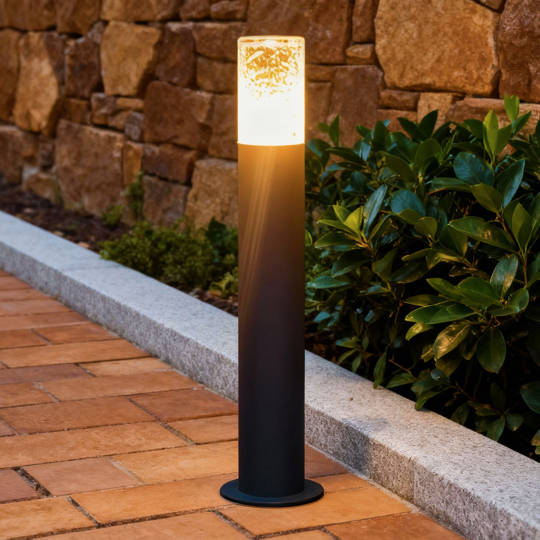 Industrial Outdoor Bollard Light — Aluminum, Gray, LED Warm White 3000K, 7W–20W, IP54, Hardwired