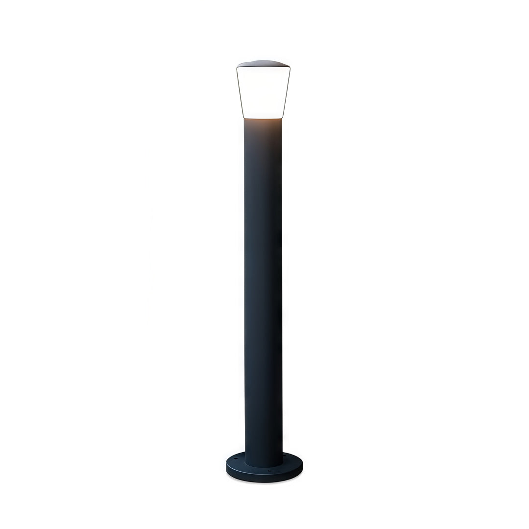 Industrial Outdoor Bollard Light — Aluminum, Gray, LED Warm White 3000K, 7W–20W, IP54, Hardwired