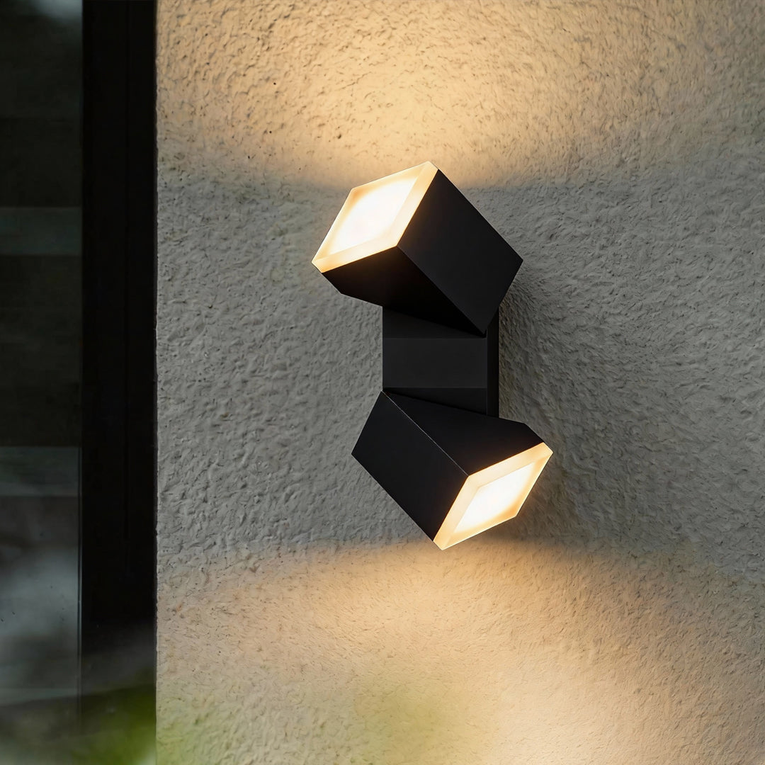 Black Outdoor Wall Sconce — Die-Cast Aluminum, 13W LED, 340° Adjustable, IP54, Motion Sensor Option