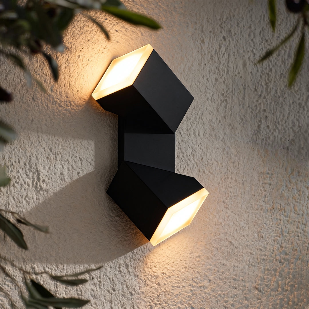 Black Outdoor Wall Sconce — Die-Cast Aluminum, 13W LED, 340° Adjustable, IP54, Motion Sensor Option