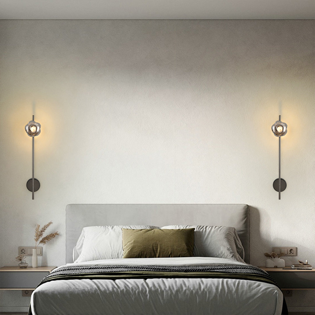 Minimalist Linear Wall Sconce — Pleated Glass, Iron, LED Eye-Care, Tri-Color, 1-, 2-, or 3-Light