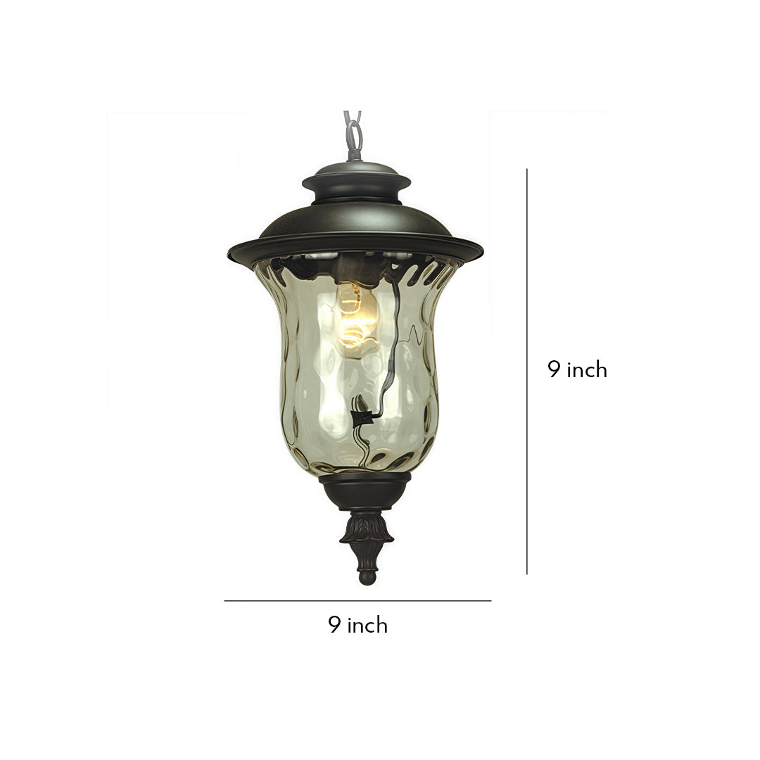 Industrial Outdoor Pendant Light — Aluminum, Transparent Glass, 12W 3000K, IP44, 1-Light