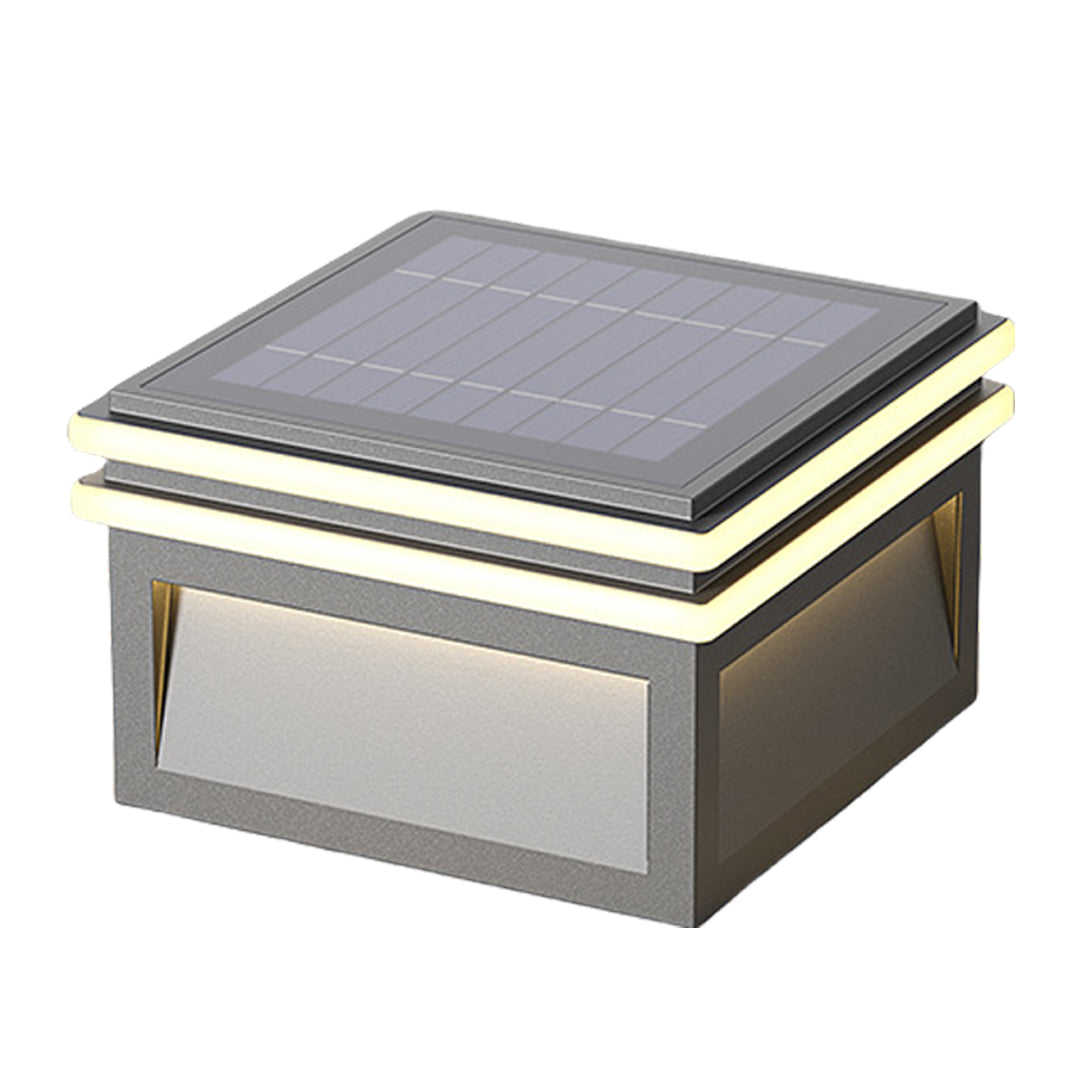Square Minimalist Pillar Light — Stainless Steel, LED 3000K, Solar or Hardwired, IP65, 7.9"–15.8"